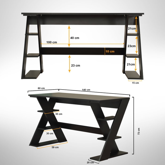Hanah Home Lungo - Escritorio de estudio Negro